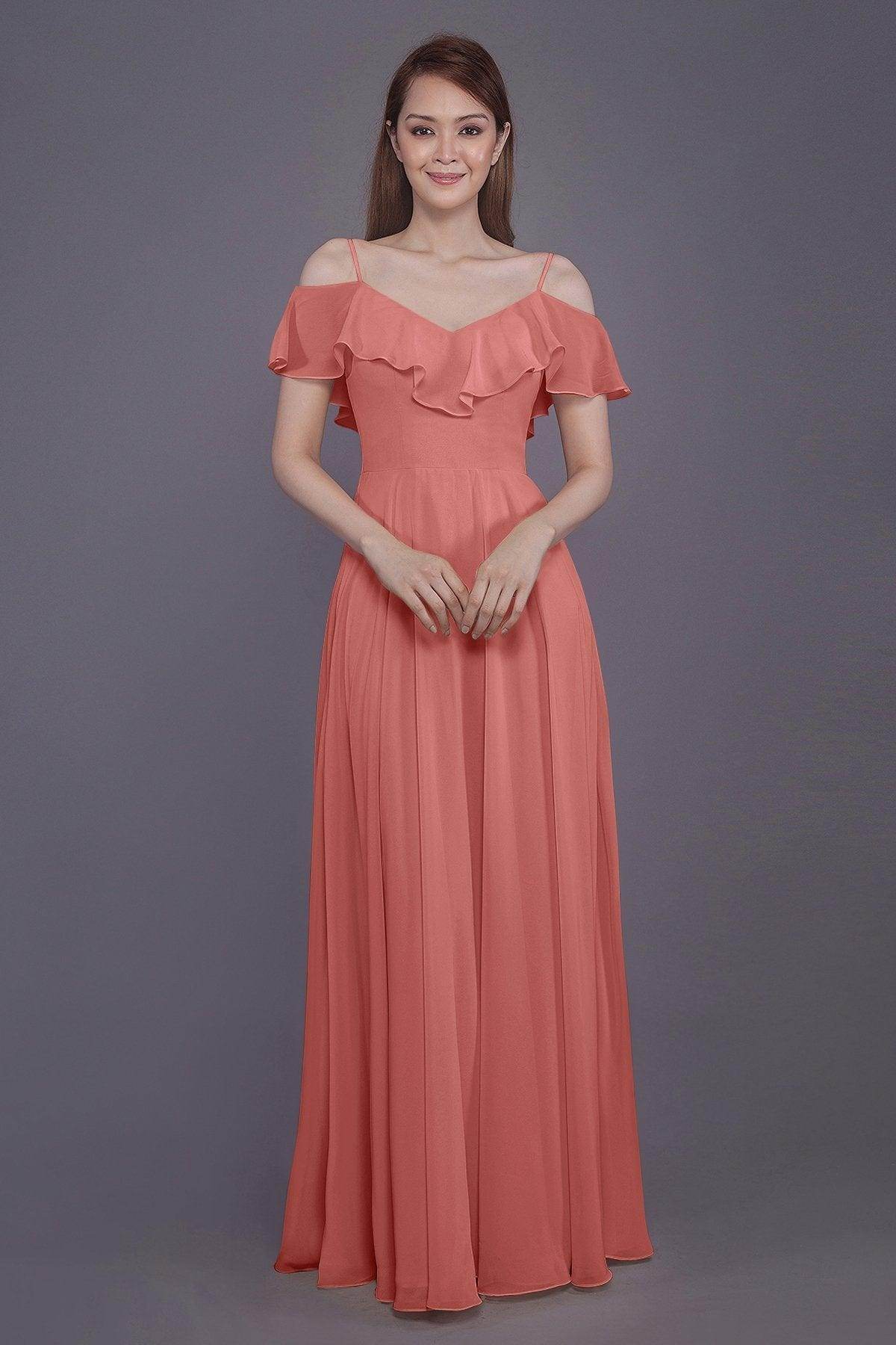Sheath-Column Floor Length Chiffon Bridesmaid Dress PR3570PS - COCOMELODY